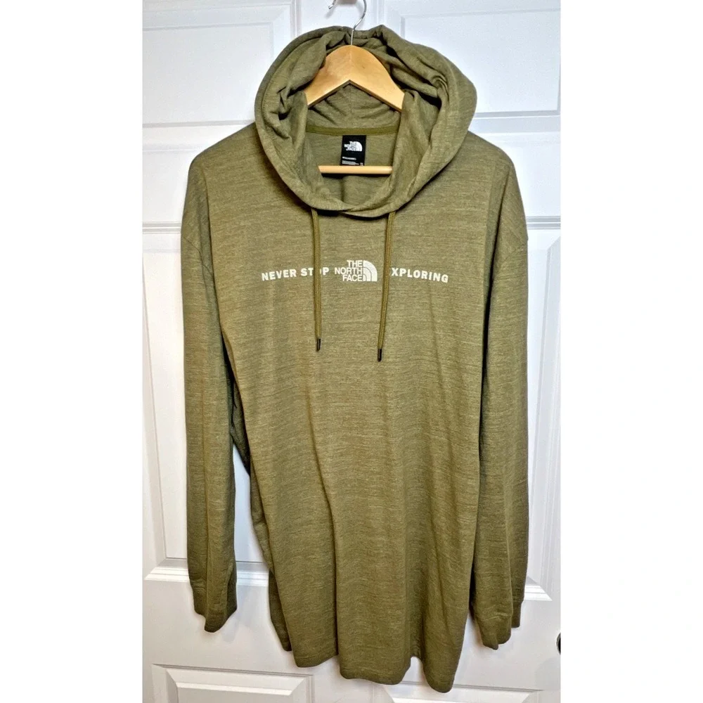 The North Face Lightweight Hooded Pullover Men's XXL Olive Green Graphic Explore